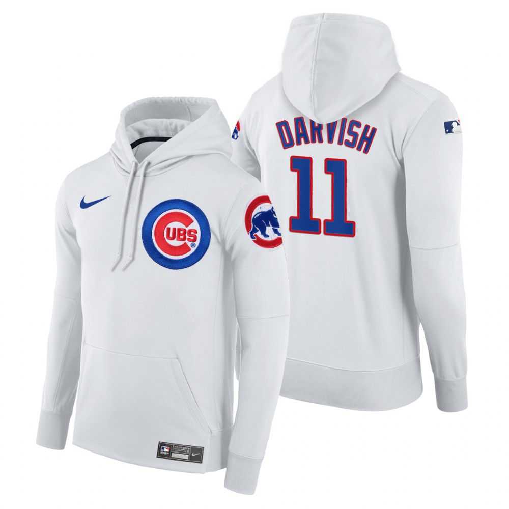 Men Chicago Cubs 11 Darvish white home hoodie 2021 MLB Nike Jerseys